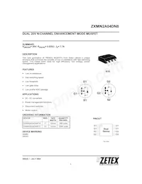 ZXMN2A04DN8TC Datenblatt Cover