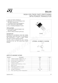 BUL89 Datasheet Cover