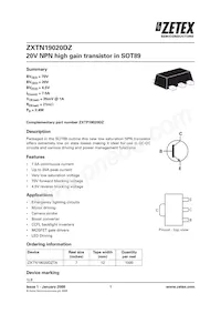 ZXTN19020DZTA Datasheet Cover