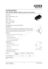 ZXTN25020DFHTA Datasheet Cover