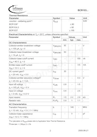 BCR 103T E6327 Datasheet Page 2