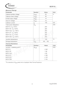 BCR 112T E6327 Datasheet Page 2