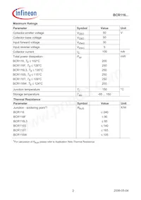 BCR 116T E6327 Datasheet Page 2