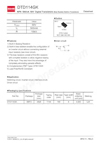 DTD114GKT146 Datasheet Cover