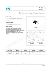 MJD122T4 Datasheet Cover