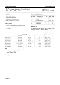 PDTA114ES Datasheet Pagina 2