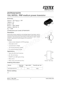 ZXTP23015CFHTA Datasheet Cover