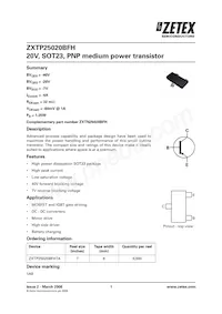 ZXTP25020BFHTA Datasheet Cover