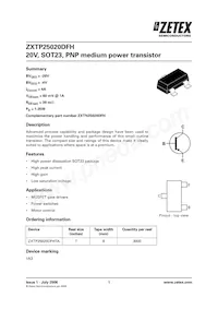 ZXTP25020DFHTA Datasheet Cover