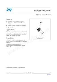 BTA06T-600CWRG Datasheet Cover
