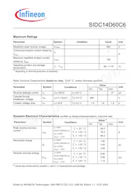SIDC14D60C6Y Datasheet Page 2