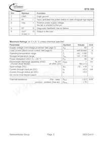BTS308 E3062A Datasheet Page 2