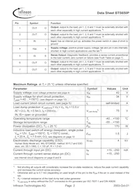 BTS650P E3180A Datasheet Page 2