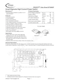 BTS660P E3180A Datasheet Cover