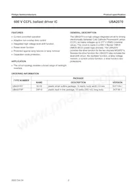 UBA2070P/N1 Datasheet Pagina 2