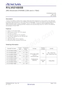 R1LV0216BSB-7SI#S0 Datasheet Cover
