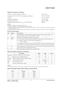 ZXCT1020E5TA Datasheet Page 2
