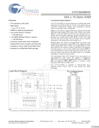CY7C1021BNV33L-15ZXCT Datasheet Cover
