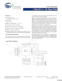 CY7C1021CV26-15BAET Datasheet Cover