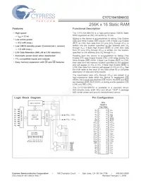 CY7C1041BNV33L-15ZXCT Datenblatt Cover