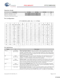CY7C1308DV25C-167BZCT數據表 頁面 2