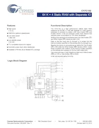 CY7C192-15VXCT Datenblatt Cover