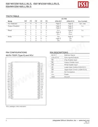 IS61WV25616BLL-10BI-TR Datasheet Page 2