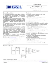 KSZ8051MLLI-TR Datenblatt Cover