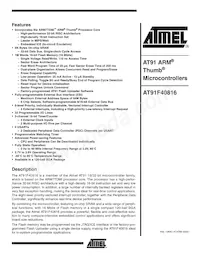 AT91F40816-33CI Datasheet Cover