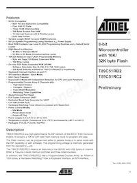 T89C51RC2-SLSIM Datasheet Cover