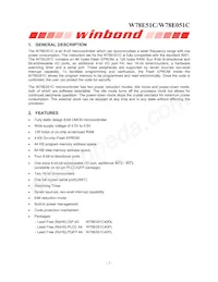 W78E051C40PL Datasheet Page 2