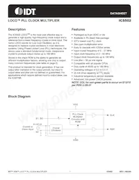 ICS502MT Datasheet Cover