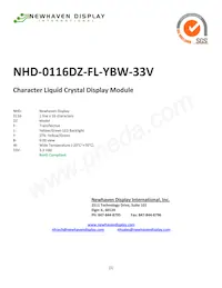 NHD-0116DZ-FL-YBW-33V數據表 封面