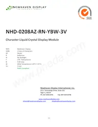 NHD-0208AZ-RN-YBW-3V Datenblatt Cover