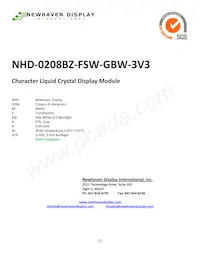 NHD-0208BZ-FSW-GBW-3V3 Datenblatt Cover