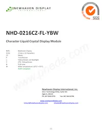 NHD-0216CZ-FL-YBW Datasheet Cover