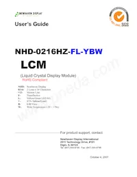 NHD-0216HZ-FL-YBW Datasheet Cover