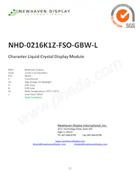 NHD-0216K1Z-FSO-GBW-L Datasheet Copertura