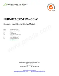NHD-0216XZ-FSW-GBW Datasheet Copertura