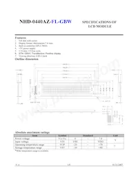 NHD-0440AZ-FL-GBW Datasheet Pagina 2