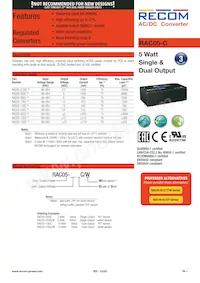 RAC05-15DC/W Datasheet Cover