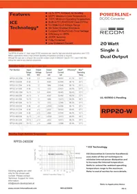 RPP20-2405DW/N Datasheet Cover