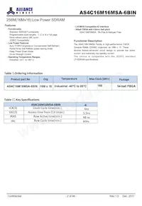 AS4C16M16MSA-6BINTR Datasheet Page 2