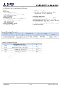 AS4C4M32MSA-6BIN 데이터 시트 페이지 2