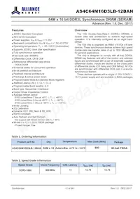 AS4C64M16D3LB-12BAN Datasheet Pagina 2