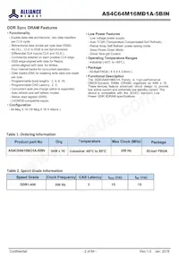 AS4C64M16MD1A-5BINTR Datasheet Page 2