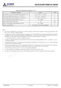 AS4C64M16MD1A-5BINTR Datasheet Pagina 21