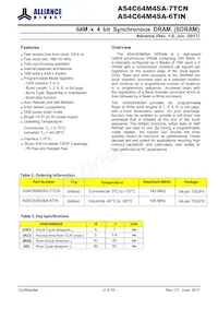 AS4C64M4SA-6TIN Datasheet Page 2