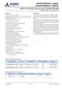 AS4C64M8D3L-12BINTR Datasheet Page 2