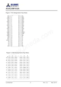 AS4C8M16SA-6BINTR Datasheet Page 2